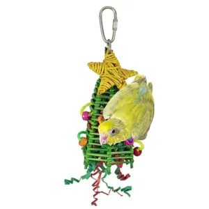 Mini Xmas Tree Bird Toy for Small to Medium Size Birds 7Inch Tall with 2Inch Width Ideal Indoor Plaything for Pet Birds F
