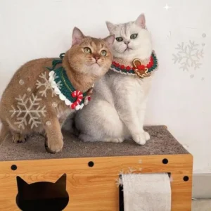 Christmas Pet Scarf - Cute Reindeer & Snowman Patterned Collar for Cats/Dogs, Festive Costume Accessories for Holiday Photos