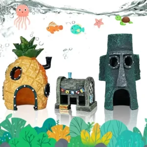 Fish Tank Decor Cartoon Figures Ornaments Simulation Resin Pineapple House Fish Tank Decoration Landscaping Aquarium Accessories