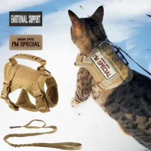 Tactical Nylon Cat Harness Leash Patch Kit for Cats and Small Dogs Vest Military Dog Work Outdoor Training Accessories