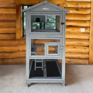 Bird Cages Outdoor Bird Aviary Indoor Parakeet Cage with Perch for Birds, Large Dove cage with Wire Netting Above The