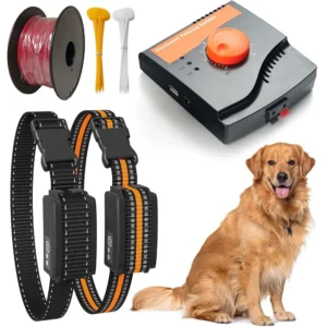 Electric Dog Fence Wired Pet Boundary Containment System Underground 650Ft Wire Waterproof & Rechargeable Collar for 1/2/3 dogs
