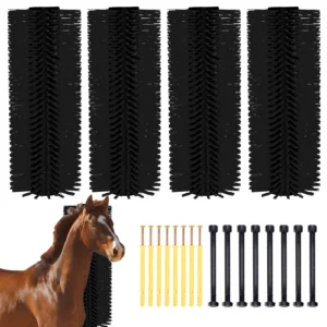 4 Pcs Livestock Scratching Brush Set, Heavy Duty Grooming Tool for Cow, Horse, Goat