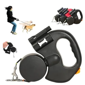 Double Ended Leash, Double Dog Leash for Two Dogs with Tangle-Free Swivel, Dog Leashs with LED Flashlight for Small & Large Dog