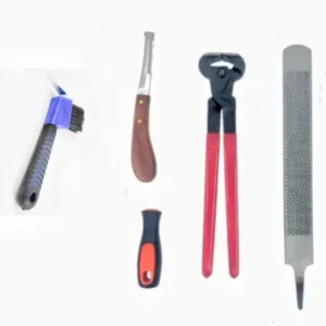 Farrier Tools 16-14inch Horseshoe Trimming Sets，Contain Hoof Rasp Horse Nipper Knife Brush，Professional 5 in 1 Hor