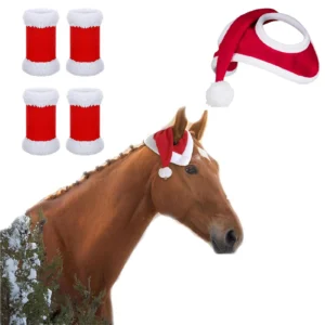 Horse Party Hat Xmas Horse Hat Holiday Cap Riding Race Equestrian Equipment Horse Christmas Hat Horse Santa Hat for Christmas