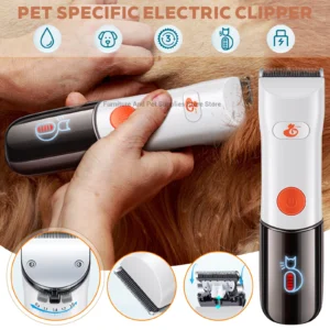 Pet hair clipper set dog electric hair clipper dog and cat hair trimmer waterproof and replaceable blade head pet 3-speed shaver