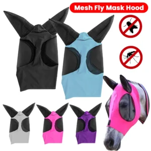 Anti Mosquito Mask Ear Protection Horse Face Mask Breathable Meshed Horse Ear Cover Anti-Worms Horse Riding Equestrian Equipment