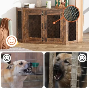 Wooden Dog House Corner Dog Crate Space Saving Kennel Metal Mesh Door Wood Dog Cage for Small Medium Dogs Indoor Furniture Brown