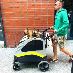 Premium Dog Stroller Pram 4 Wheel Foldable Cart Travel Walk Pet Jogger Wagon for Small Medium Large Dogs