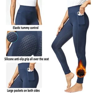 Sports Women's Fleece Lined Bootcut Horse Riding Pants Winter Full Seat Riding Tights with Pockets Equestrian Breeches