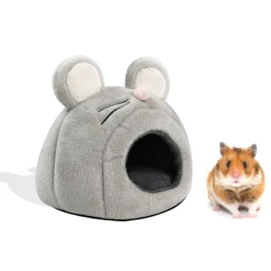 Cute Mouse Shaped Hamster Bed House, Hedgehog Hideout Nest Small Pet Winter Warm Cage Accessories