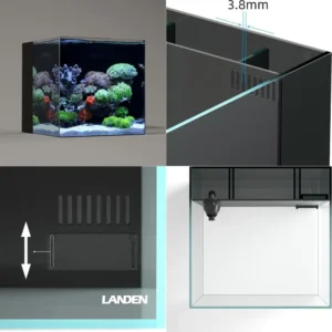 40C 11 Gallon Ultra Clear Glass Rimless Low Iron Aquarium Tank with Rear Filtration Chamber and Return Pump for Saltwater Enviro