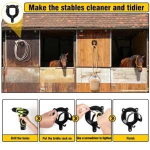 Horse Bridle Rack with Tubes and Screw Bridle Bracket Horse Tack Storage Halter Hanger Bridle Holder Horse Barn Supplies