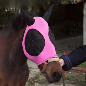 Anti Fly Stretchy Knitted Mesh Mask Ear Protection Mesh Fly Mask Hood Breathable Ear Masks Protector Anti-Worms for Horse Riding
