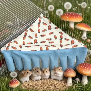 Washable Small Pet Hideaway - Comfortable Corner Hammock Tent with Carrot Design, Suitable for Hamsters, Ferrets, Rabbits, Guinea Pigs, Sugar Gliders and Hedgehogs - Durable Fabric Play and Rest Nest