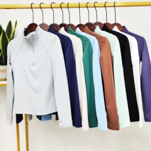 MXLLINA Zipper Equestrian Long Sleeve T-Shirts Sports Horse Riding Top Women Ridings Competition Blouse Equestrian Base Layer
