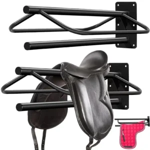 Saddle Rack Saddle Stand Wall Mounted Accessories Horse Blanket Hanging Rack Saddle Holder for Barn Tack Room Farm Stable Black