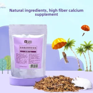 YEE Insect Protein Boost - Dried Mealworm & Black Soldier Fly Mix for Dwarf Hamsters & Mice | Fitness Snack with Prebiotics
