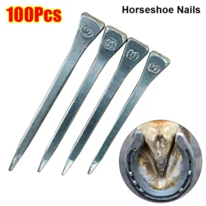 100Pcs Durable E2/E3/E4/E5/E6/E7/E8 Horseshoe Nails Steel Harness Repair Horse Shoe Nails Hoof Nails Equestrian Sports Equipment