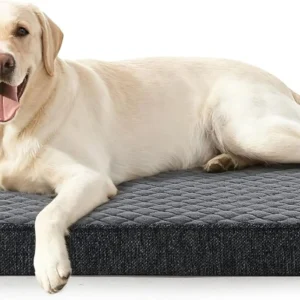 Orthopedic Dog Bed XL, Waterproof Dog Crate Bed Large Sized with Washable Removable Cover, Egg Memory Foam Big Pet Beds, Grey, 4