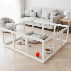 Clear Acrylic Puppy Playpen Easy Assemble Pet Fence Transparent Pet Pen with Door for Puppy/Small Dog/Rabbit/Pig
