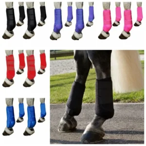 4pcs/set Colorful Horse Sport Boots Set 3 Size Durable Horse Leg Wraps Breathable Comfortable Medicine Brushing Boots