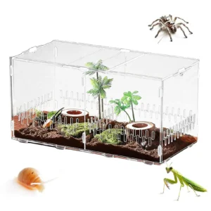 Jumping Spider Habitat Breathable Transparent Acrylic Tank 15.75x8.07x7.87in Breathable Spider Cage With Lid For Turtle Snake
