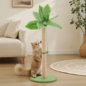JHK 33in Tall Cat Scratching Post with Dangling Ball for Indoor Cats Palm Tree Cat Scratch Post for Kittens with Sisal Post