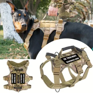 Dog Tactical Harness No Pull,Pet Dog Harness with 4 Dog Patches, Reflective Pet Harness Vest with Durable Soft Padded Handle