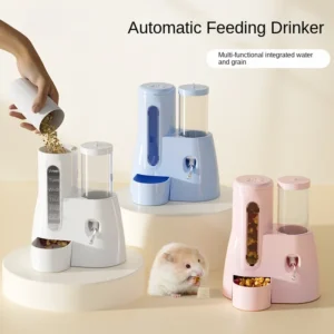Auto Hamster Feeder & Water Bottle 2-in-1, Anti-Spill Food Dispenser for Syrian Dwarf Golden Hamsters, BPA-Free Accessories Set