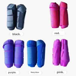 4pcs/set Colorful Horse Sport Boots Set Durable 3 Size Medicine Brushing Boots Easy To Wear Breathable Horse Leg Wraps