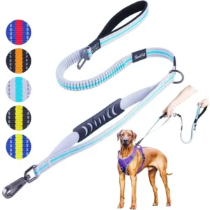 NEW Dog Leashes –Traffic Control Double H&le Leash, 2 H&les Leash Comfortable Padded Heavy Duty Bungee No Pull Reflective Lead
