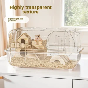 60 Large Hamster Cage, Easy-Clean Transparent Villa Habitat with Running wheel, Spacious House for Golden Bear Hamster