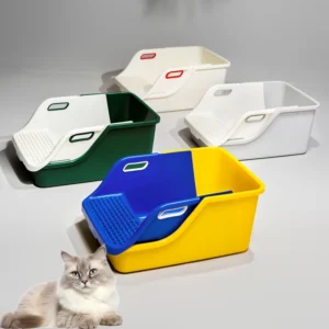 Litter Box Open And Easy To Clean Semi-Closed Extra Large Sloth Litter Box Spatter-Proof Pet Cat Potty