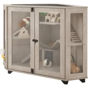 Corner small animal cage with ramp and house clear acrylic design ideal for chinchillas rats hedgehogs hamsters and squirrels p