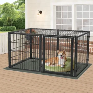 Large Metal Dog Crate for Medium and Small Dogs - 59 Inch XL Outdoor Indoor Pet Cage, Safe Puppy Playpen Yard Enclosure