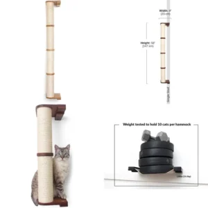 4-Tier Durable Bamboo & Sisal Cat Wall Scratcher by Catastrophic Creations - Handcrafted Cat Scratching Post