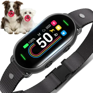 Smart Dog Bark Collar for 10-100lbs Dogs, 4 Training Modes, 8 Sensitivity Levels, Black
