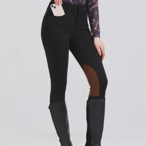 Half-leather, anti-slip equestrian sport pants, unisex all-season horse pants, equestrian clothing, riding