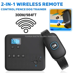 Pets Wireless Electronic Fence IPX7 Waterproof Wear Resistant Rechargeable Remote Control Electronic Fence Pet Training Collar