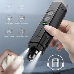 Electric Pet Nail Grinder Professional Dog Nail Clippers + 2 LED Light Rechargeable Cat Claw Nail Grooming Accessories