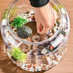 Durable Transparent Round Fish Tank Plastic Anti-broken Fish Bowl Fall Resistant Decorative Viewing Tank Living Room