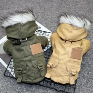 Pet Dog Jacket With Harness Winter Heavy Hiking Coat Dog Warm Hoodie Vest Windproof Outdoor Jacket For Small Medium Large Dog