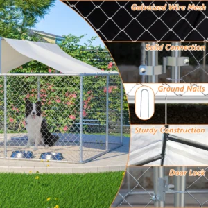 7.5x7.5 ft Outdoor Dog Kennel Large Heavy Duty Shade Dog Pen Playpen Pet Dog Run Enclosure