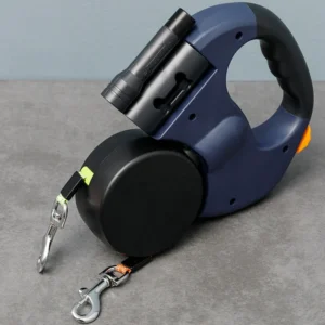 Double Headed Dog Leash Traction Rope with LED Light Dog Walking Leash Retractable Dog Leash for Small Medium Dogs