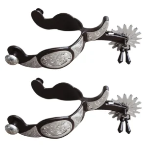2 Pieces Western Cowboy Spur Horse Spur with Gear Decoration Carved Horse Boot Spur Retro Design for Competition Equestrian