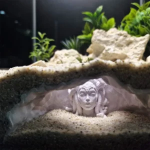 Aquarium Medusa Cave Decor - Gorgon Snake Hair Themed Shrimp Hiding House & Breeding Observation Ornament