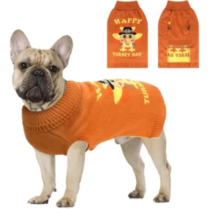Thanksgiving Dog Turkey Sweaters Pullover KnitwearThick Warm Pet Knitted Clothes Fall Turtleneck Dog Sweaters for Medium Large